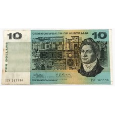 AUSTRALIA 1968 . TEN 10 DOLLARS BANKNOTE . ERROR . INK TRANSFER